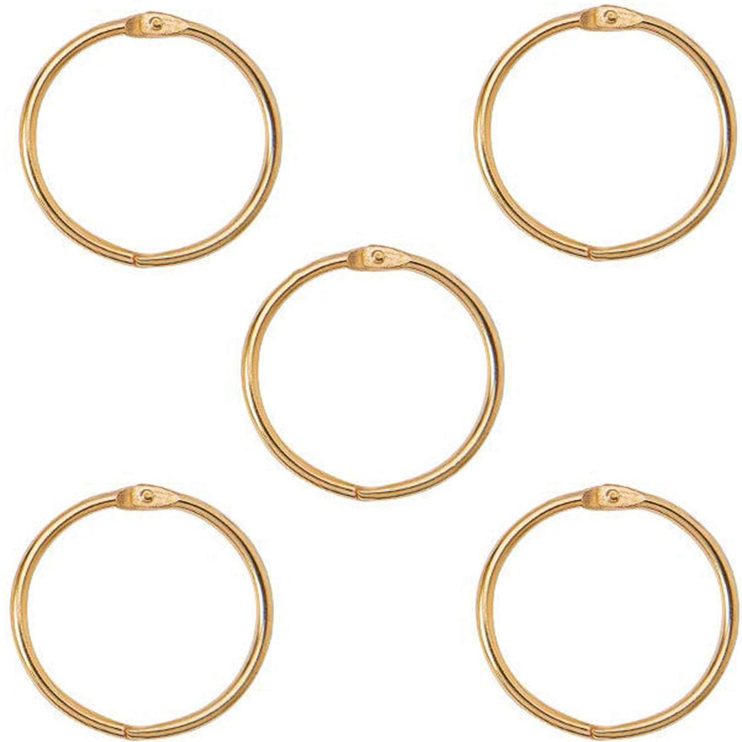 Xmhf 2 Inch (5 Pack) Loose Leaf Binder Rings, Nickel Plated Steel Binder Rings,Keychain Key Rings, Metal Book Rings,Golden, For