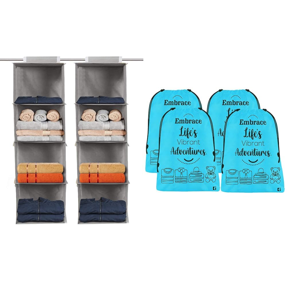 Kuber 4 Shelf Closet Hanging Organizer | Cloth Storage Bag