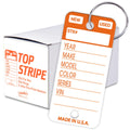 Versa-Tags Top Stripe Key Tags, 250 Car Key Tags Write On Heavy Duty Plastic Key Tags, And White Tear Proof Vinyl Poly Key Tags