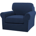 2 Piece Chair Covers Chair Slipcovers For Living Room Armchair Couch Cover Chair Sofa Cover With Individual Cushion Covers Furniture Cover For Chairs Feature Thick Jacquard Fabric (Chair, Navy)