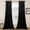 SMILETIME Black 84 in Long Velvet Curtains with Grommet, Thermal Insulated Super Soft Privacy Noise Reducing Light Blocking Velv