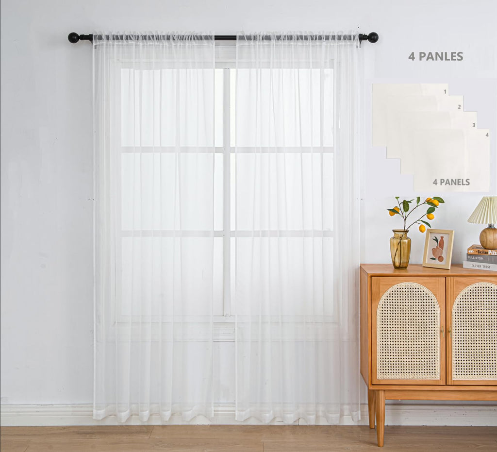 Pi Sheer Curtain 108 Inches Long 4 Panels,Light Window Drapery Soft Airy Voile With Rod Pocket For Living Room/Bedroom/Patio Door/Sliding Glass Door(W42Xl108-4Pc,Beige)