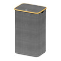 SUOCO Laundry Hamper with Lid, 29 Gal (110L) Clothes Basket with Bamboo Handles, Large Foldable Laundry Hamper for Bedroom, Bath