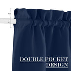 Nicetown Blackout French Door Curtains Window Door Curtains Thermal Insulated Door Curtain Panel 25W X 64L Privacy Door Shade Curtain For Door Window Curtains - 1 Panel, Navy