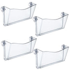 Azar Displays 250055 Clear Plastic Wall Mount File Holder With Suction Cups, 4-Pack