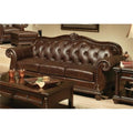 Acme Anondale Tufted Upholstered Leather Sofa in Cherry