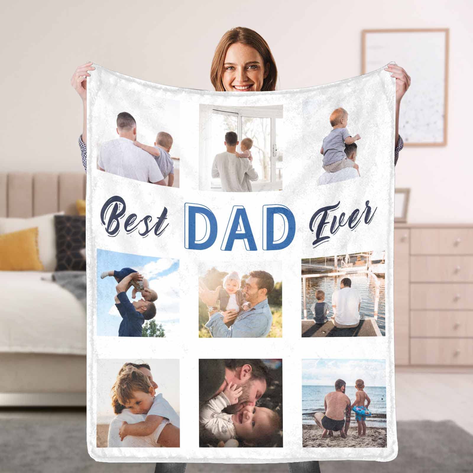 Funstudio Personalized Fathers Day Blanket Best Dad Ever Throws Blankets With Photo Custom From Daughter Son Personalized Gifts