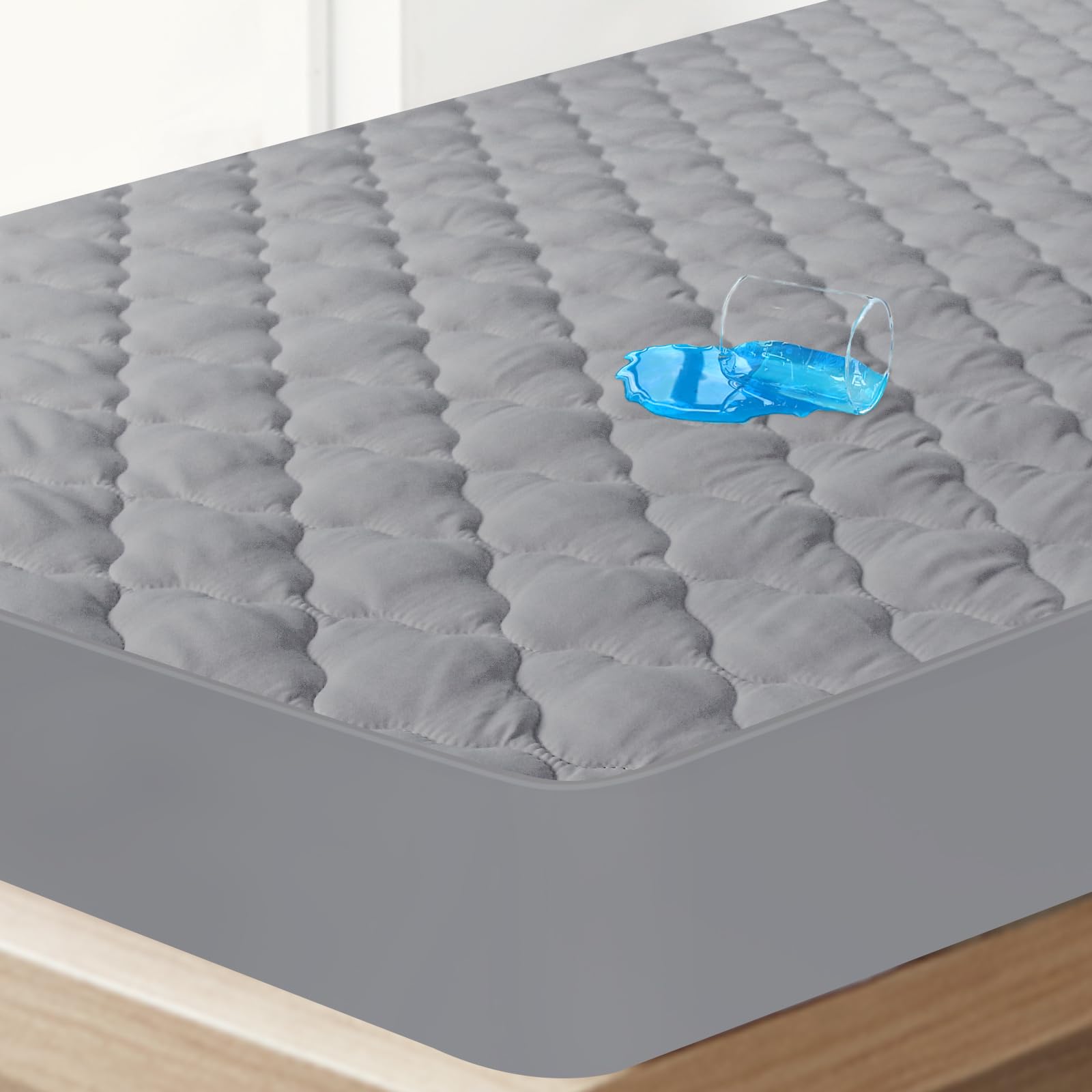 Waterproof King Mattress Protector, King Mattress Pad Cover With Deep Pocket Fitted Up To 24 Inch, Soft & Breathable King Size M