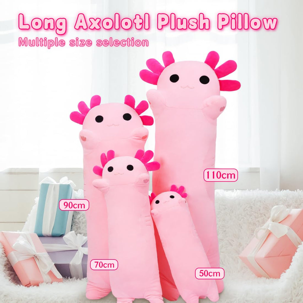 Miaohaha Plush Axolotl Toy Stuffed Animal Axolotl Toy Pillow Body Pillow Gift For Kids And Girls (Pink,90Cm/35.4In)