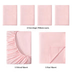 Bysure 4 Pieces Bed Sheets Set(Twin, Light Pink) - Super Soft 1800 Thread Count 100% Microfiber Sheets With Deep Pockets, Wrinkl