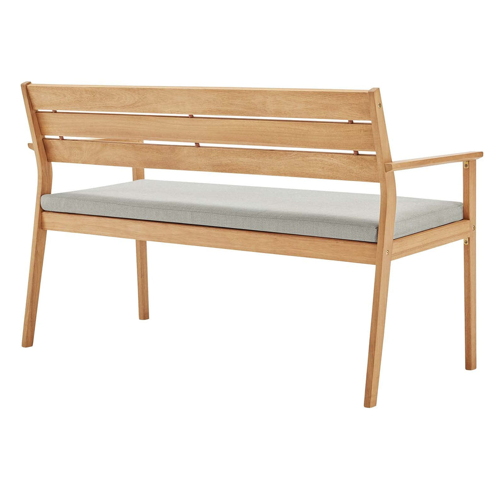Modway Viewscape Outdoor Patio Ash Wood Loveseat With Natural Taupe Cushions