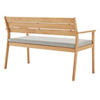 Modway Viewscape Outdoor Patio Ash Wood Loveseat With Natural Taupe Cushions