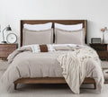 Dauaoto Cotton Duvet Cover 104'X90' King Size Set, Breathable Durable Pre-Washed Bedding, Yarn Dyed Grayish Beige