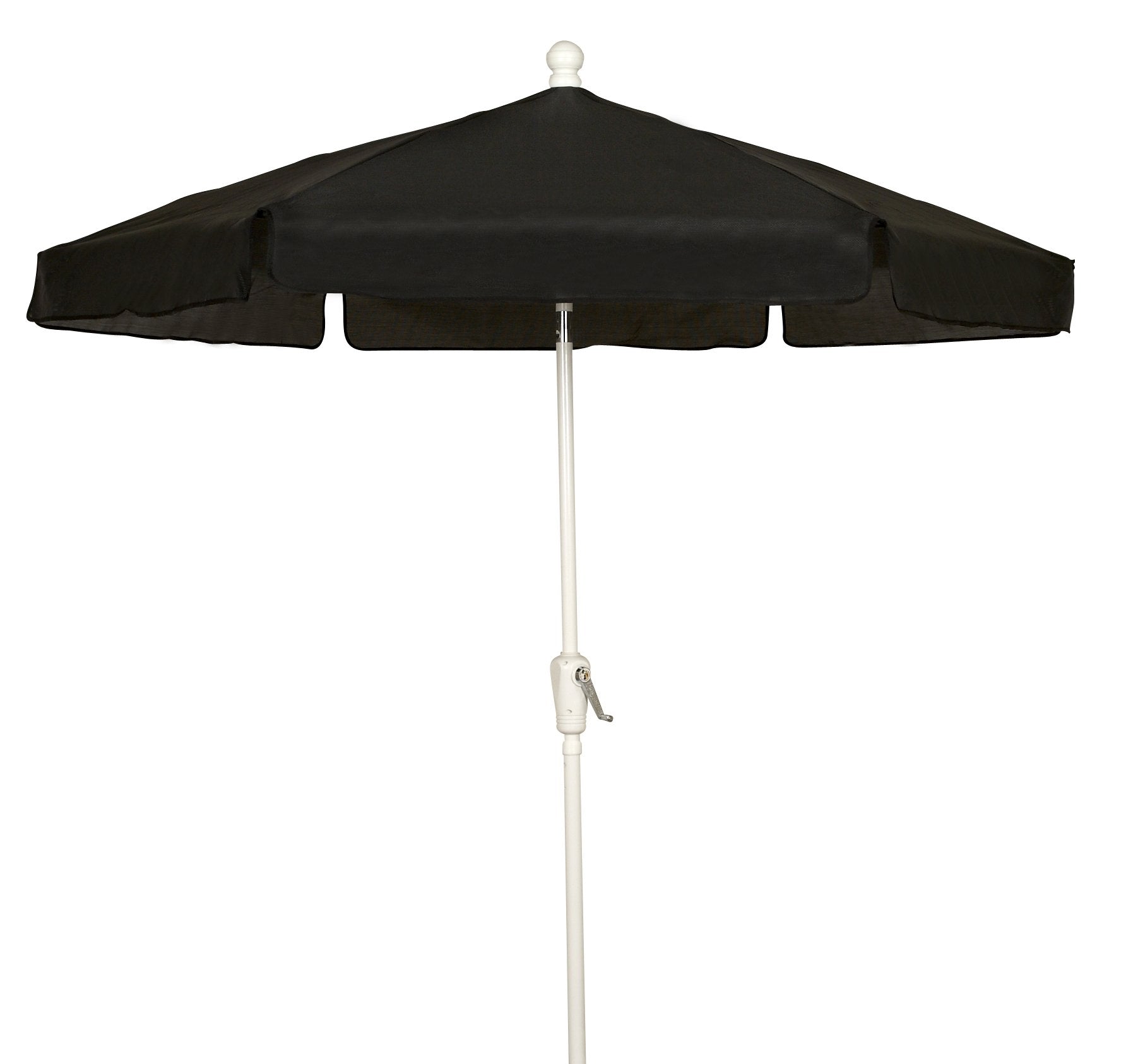 FiberBuilt Umbrellas Garden Umbrella, 7.5 Foot Black Canopy and White Pole