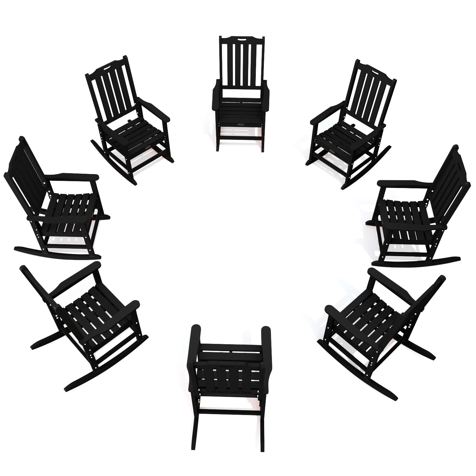 THOEOE Oversized Rocking Chair Set of 8, Outdoor Rocking Chair for Adults, All Weather Resistant Porch Rocker for Lawn Garden, B