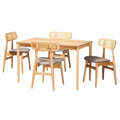 Baxton Studio Tarana Grey Fabric and Natural Oak Wood 5-Piece Dining Set