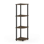 Furinno Turn-N-Tube 4-Tier Corner Display Rack Multipurpose Shelving Unit, Columbia Walnut/Black