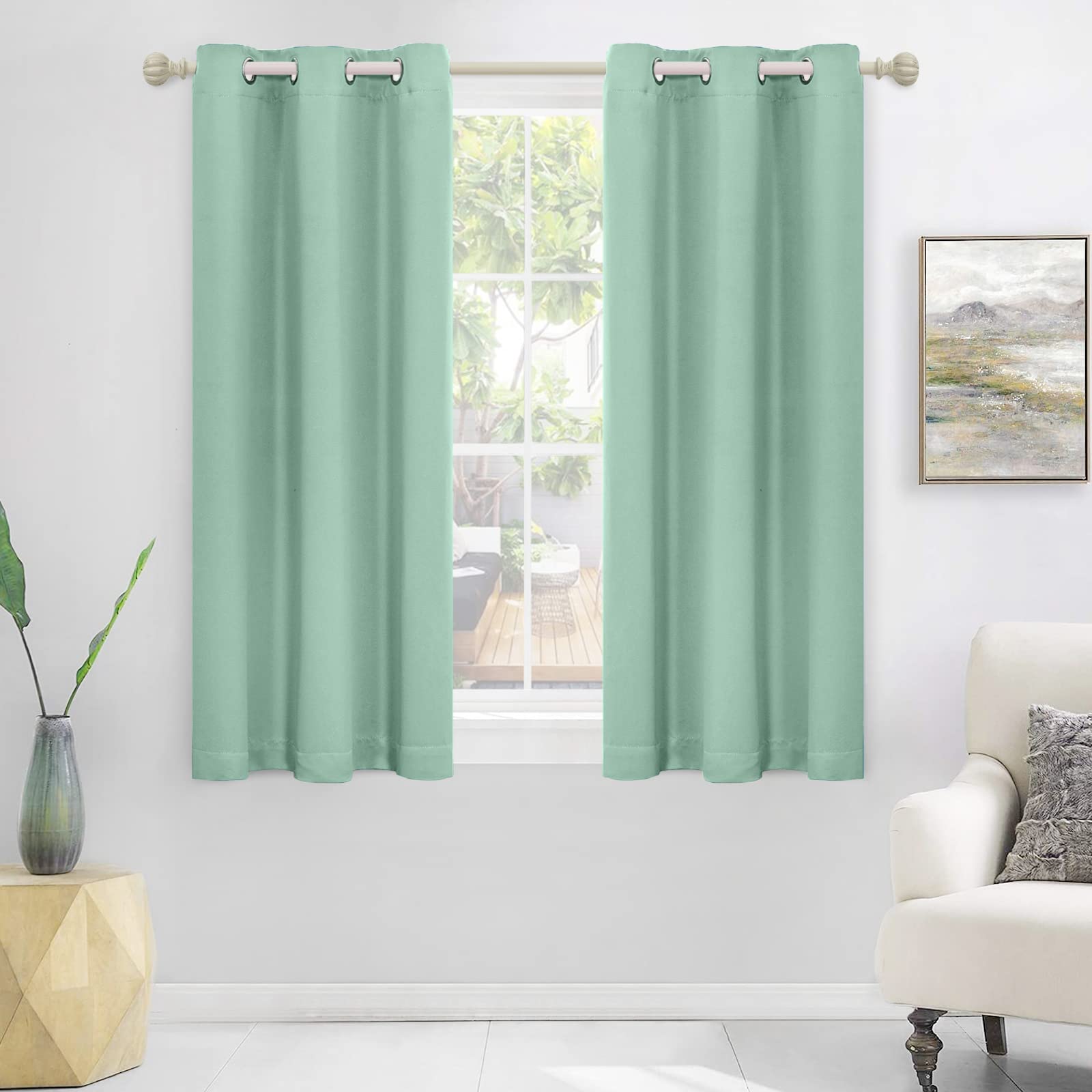 Mysky Home Blackout Curtain For Bedroom, Grommet Room Darkening Curtain, Amazing Triple Weave Thermal Insulated Curtain, 1 Curtain Panel,42 X 45 Inch, Black