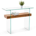 ivinta Narrow Glass Console Table with Storage Modern Sofa Table Entryway Table Glass Writing Desk Small Computer Desk TV Table 