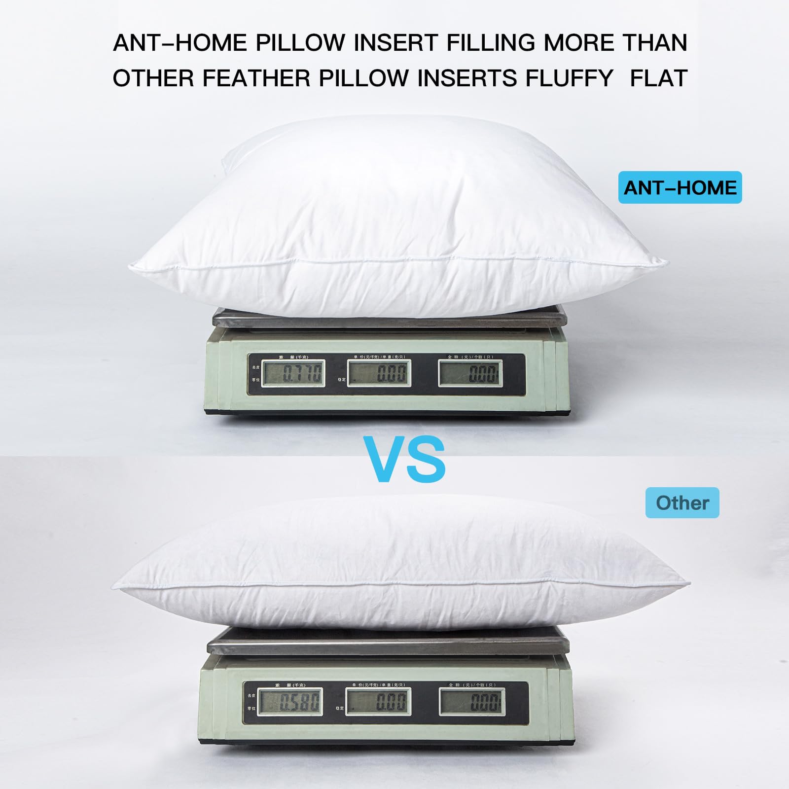 Ant-Home 16''X26'' Pillow Inserts Soft Feather Pillow Set Of 2 Indoor Decorative Sofa Down Pillows Bed Pillows Couch Pillow
