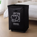HOKIPO Laundry Basket Bag with Wheels Hamper, Black (AR5323BLK)