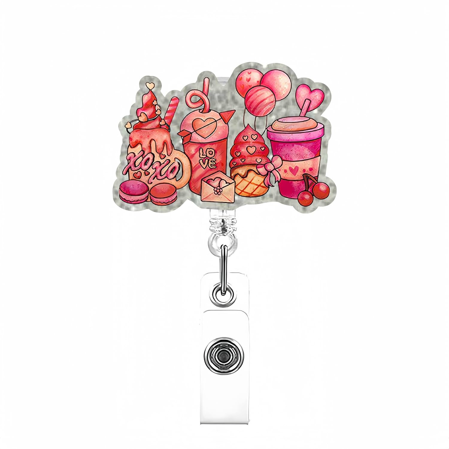 Valentine'S Day Badge Reel,Heart Retractable Badge,Nurse Badge Reel, Red Holiday Id Badge Holder Alligator Clip For Nurse,Medica