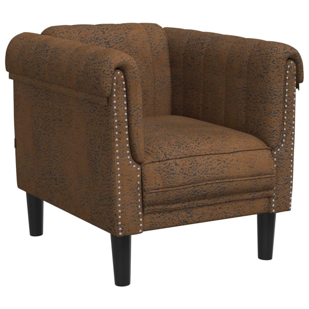 vidaXL Brown Velvet Accent Chair - Upholstered Sofa Seat for Living Room/Bedroom, Modern Design, Padded Armchair, 31.5" x 30.3" x 29.1"