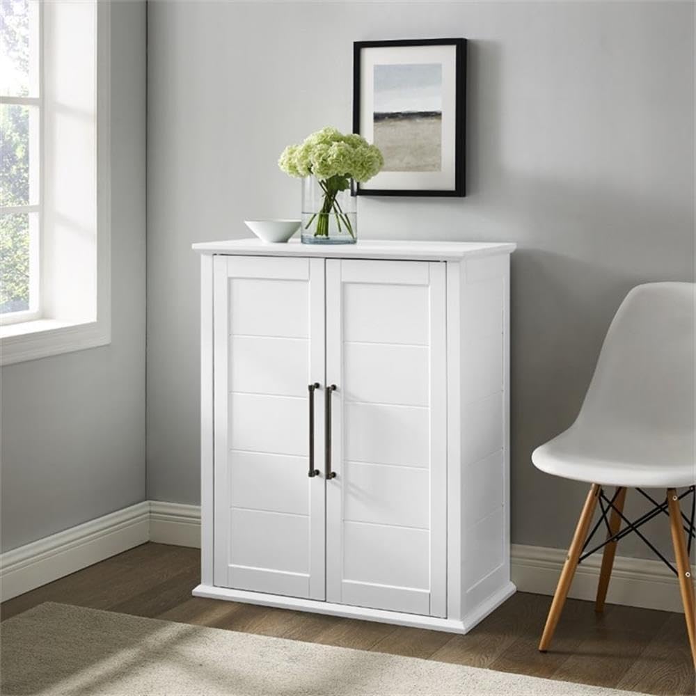 Crosley Furniture Bartlett Stackable Pantry Storage Cabinet with Shelves, Kitchen, Dining, or Laundry Room, White