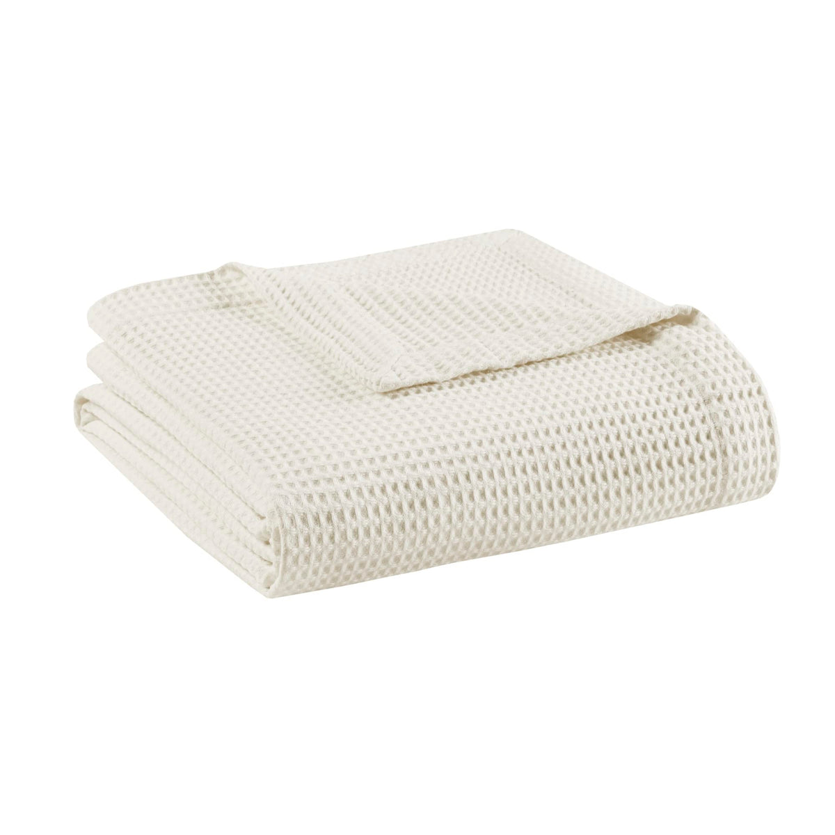 Madison Park 100% Cotton Blanket, Trendy Woven Waffle Weave Design, All Season, Lightweight, Breathable, Soft and Cozy Casual Su