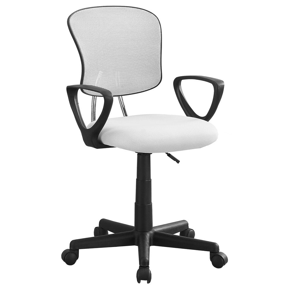 Monarch Specialties 7261, Adjustable Height, Swivel, Ergonomic, Armrests, Computer Desk, Work, Metal, White, Black, Contemporary Office Chair Mesh Juvenile Multi-Position, 23' L x 21.5' W x 33' H