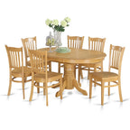 East West Furniture AVGR7-OAK-W Avon 7 Piece Set Consist of an Oval Dining Room Table with Butterfly Leaf and 6 Wood Seat Chairs, 42x60 Inch