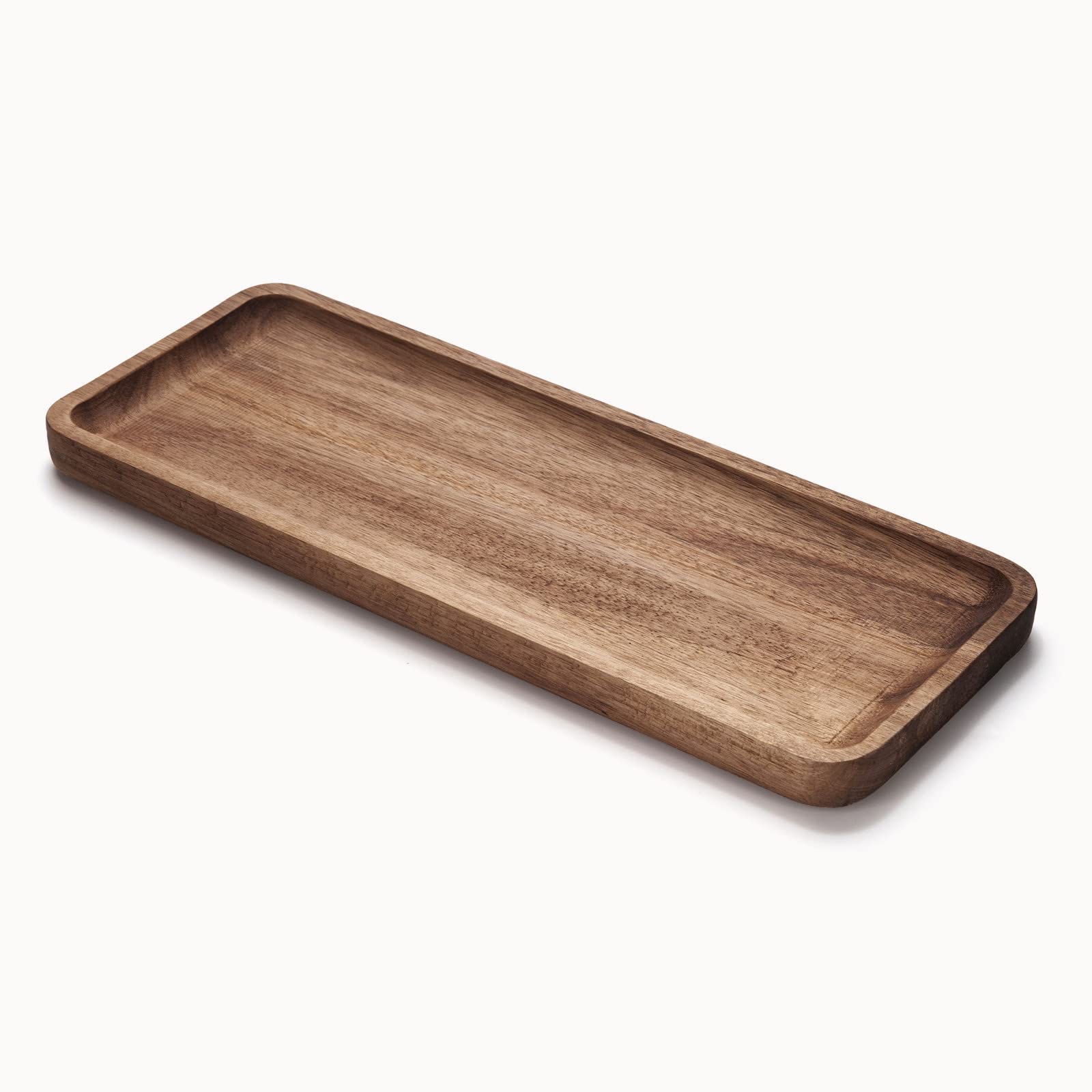 Bathroom Vanity Tray, Acacia Wood Counter Tray, Toilet Tank Tray, Appetizer Charcuterie Snack Serving Board, 13.8 x 5.5 x 0.8 in