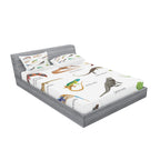 Ambesonne Reptile Fitted Sheet & Pillow Sham Set, Lizard Family Design On Plain Background Primitive Camouflage Exotic Creatures