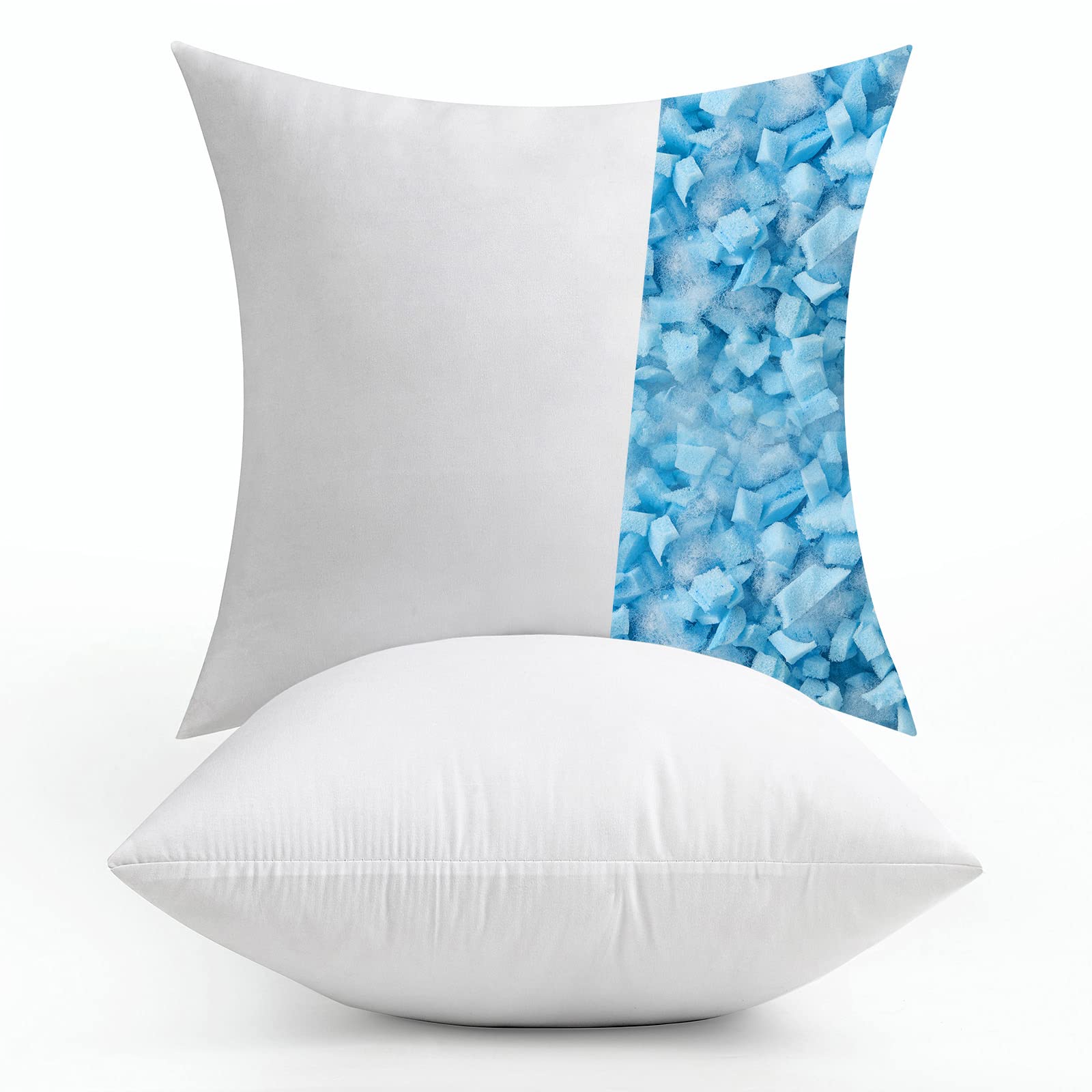 Miulee Pack Of 2 20X20 Pillow Inserts-Decorative Shredded Memory Foam Cooling Throw Pillows-Adjustable Premium Square Wedding Pi