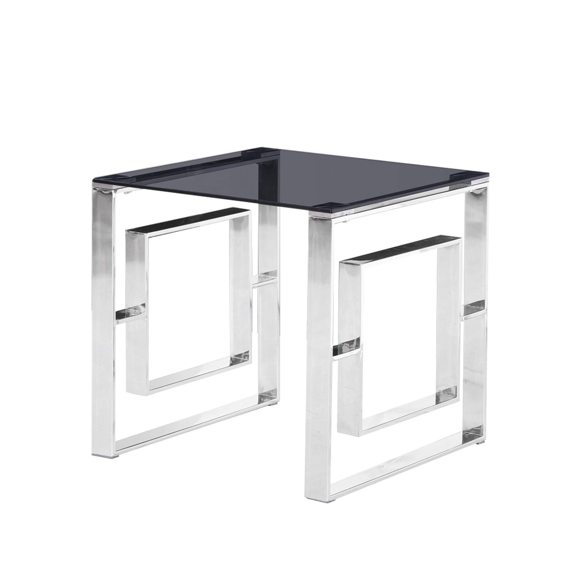 Best Master Mallory Stainless Steel And Smoked Glass End Table In Gold