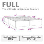 vidaXL Full Size Bed Frame with Plywood Slats, Platform Bed Frame, Fabric Upholstered Mattress Foundation, No Box Spring Needed & Easy Assembly, Dark Gray, Without Mattress