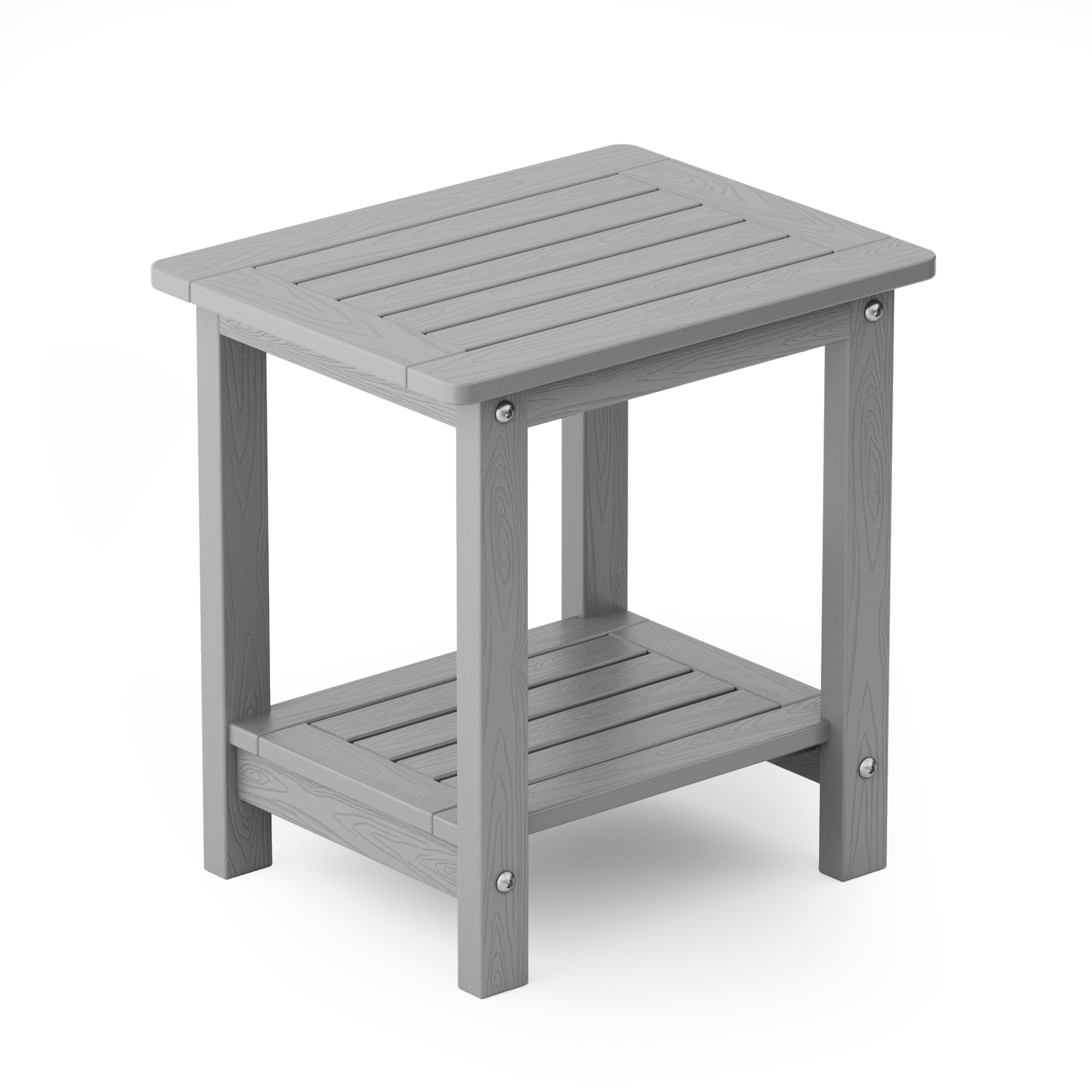 Yefu Small Table Side Tables Outdoor Coffee Table For Patio Living Room Bedroom(Grey, Double Layer)