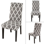 Jqinhome Dining Room Chair Covers Set Of 8, High Stretch Chair Slipcover Removable Washable Chair Seat Protector Cover For Home Party Hotel Wedding Ceremony (Grey White)
