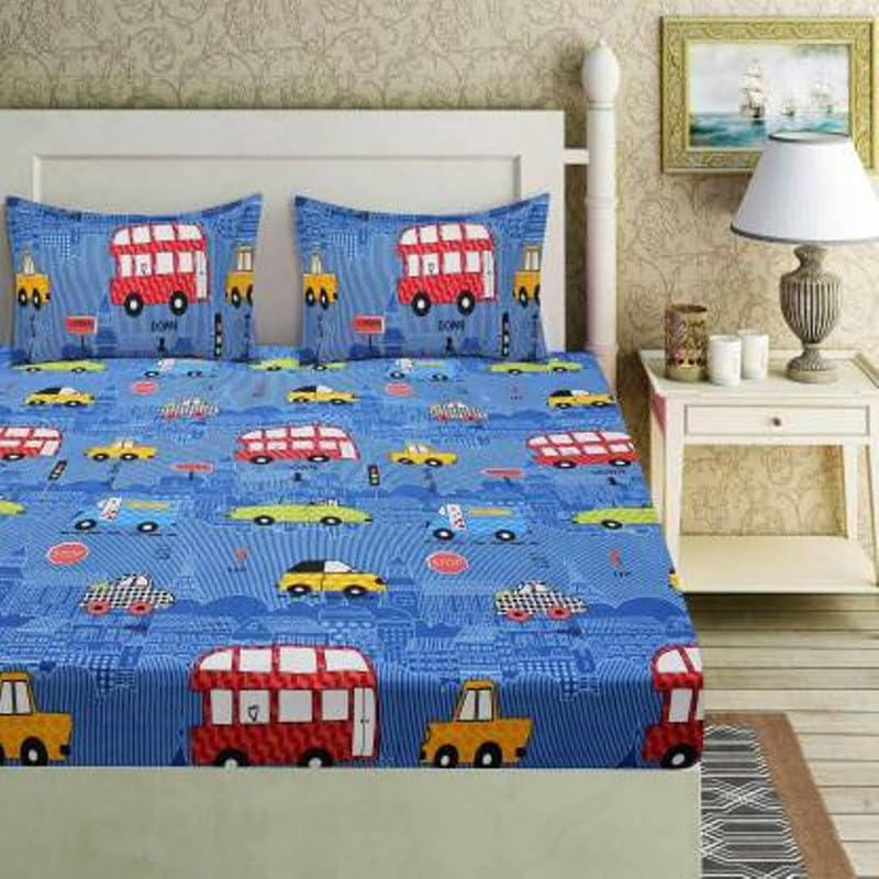Innovative Edge 300 Tc Cotton King Size Fitted Bedsheet | Ultrasoft Cloudtouch Fabric With Allround Elastic Grip | Soothing Bl