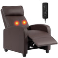 BestMassage | Recliner Chair | with 2 Point Massage Function | Leather Dark Brown | with Lumbar Support, Adjustable Push Back, F