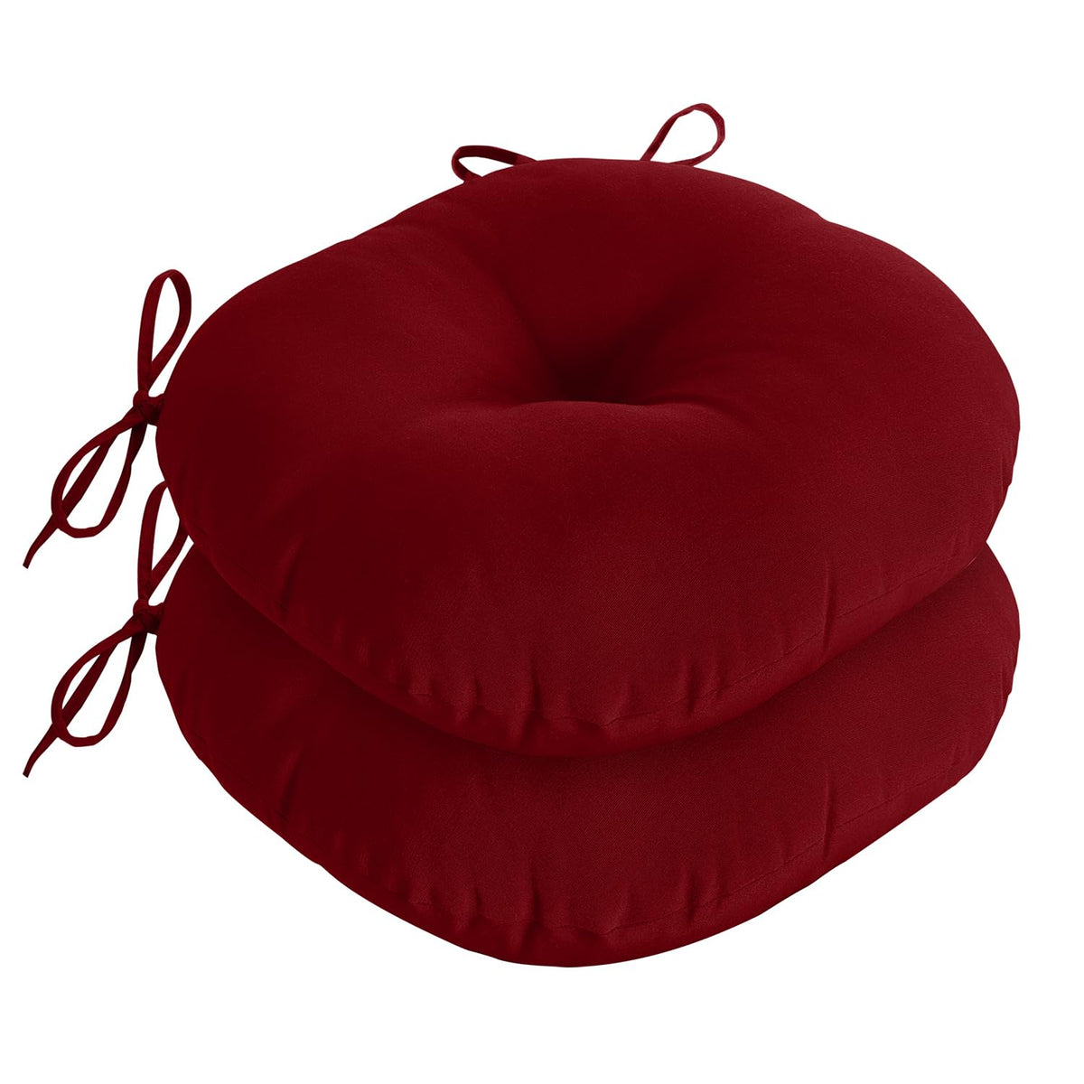 Downluxe Round Outdoor Chair Cushions, Waterproof Memory Foam Bistro Patio Furniture Cushions 15' X 15', Burgundy, 2 Pack For