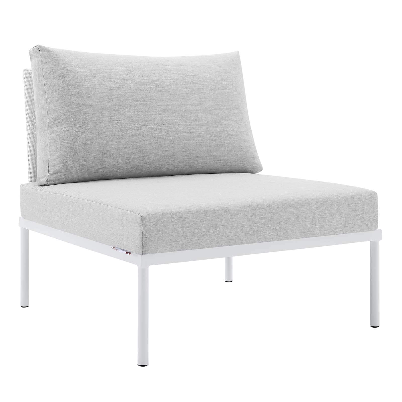 Modway Harmony Sunbrella® Outdoor Patio Aluminum Armless Chair in White Gray