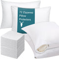 Shimeyao 60 Pcs 20 x 26 Inch Zippered Pillow Protectors Bulk, Standard Size Bedding Pillow Cases, Soft Breathable Cotton Sateen 