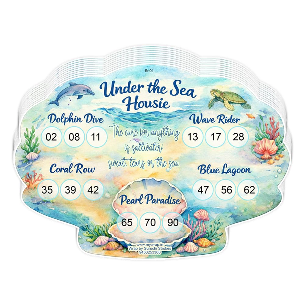 Suruchi Strokes Tambola Ticket Theme Marine| Under the Sea Housie Game for Birthday |Kitty Party (20 Tickets)