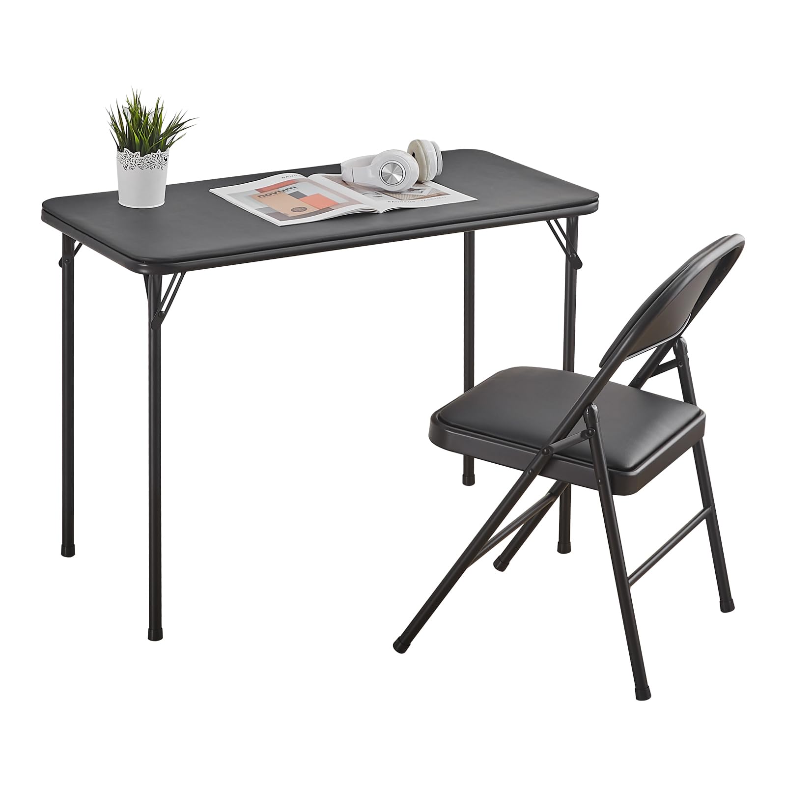 BOOSDEN Foldable Table and Chair Set, Folding Card Table and Chairs, Folding Table Chair Set, Foldable Table and Chair for Outdo