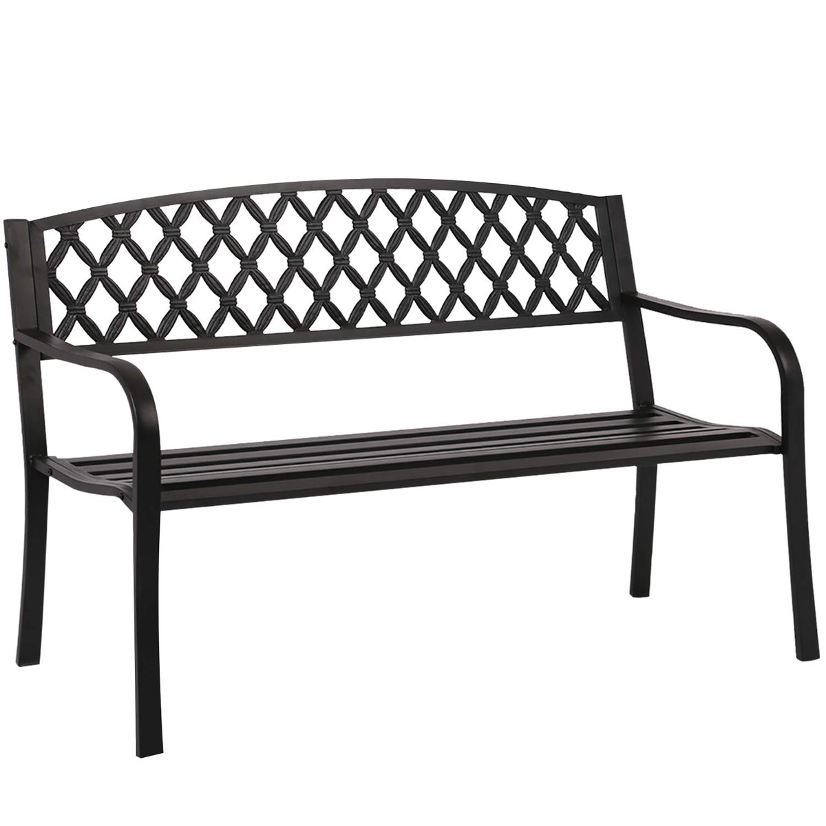 Park Bench Metal Bench 50 Garden Bench Chair Outdoor Benches Clearance Patio Bench Yard Bench Porch Work Entryway Steel Frame Fu