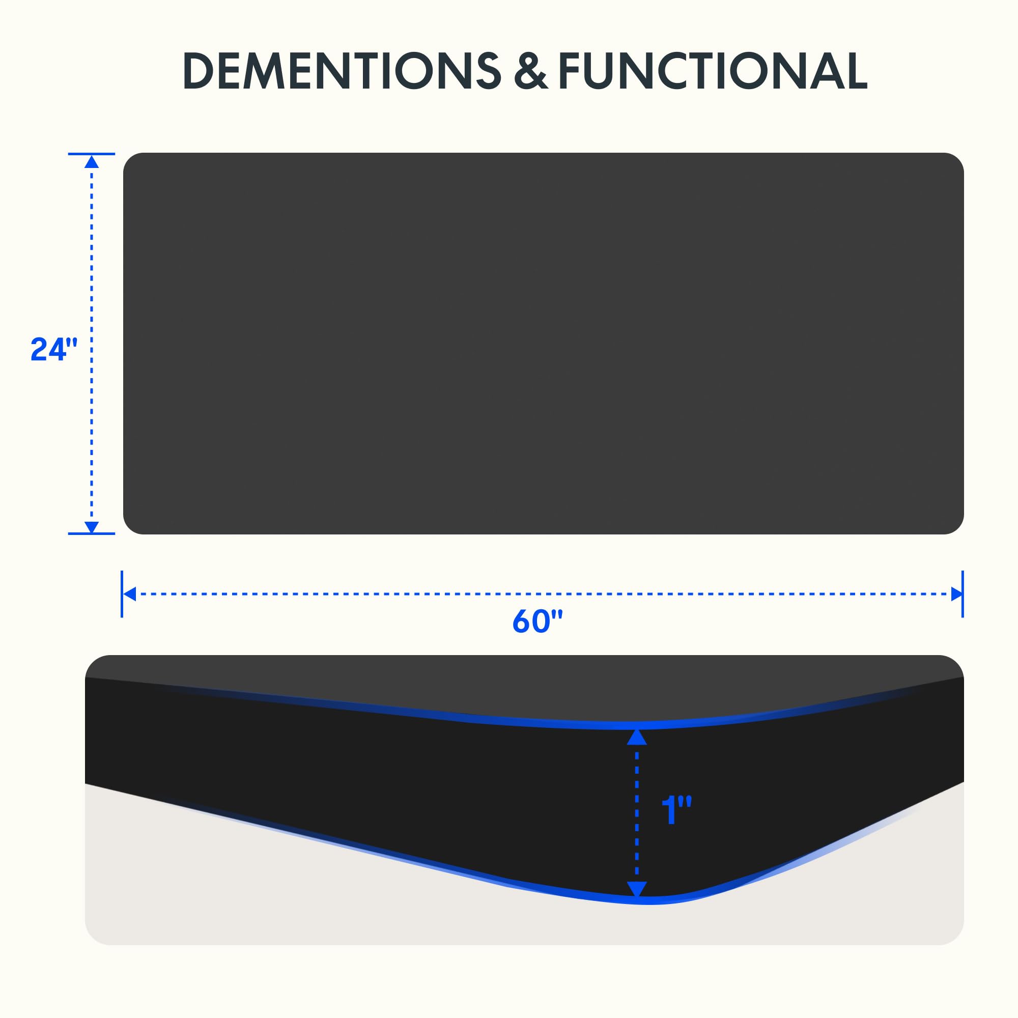 Flexispot Whole Piece 60'X24' Desktop 1' Thickness Height Adjustable Desk Rectangular Tabletop Black Board (60Inch Black Top)