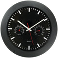 Timekeeper 12 Wall Clock with Black Frame and Temperature/Humidity Gauges, Black/Silver/Red