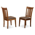 East West Furniture Portland Dining Linen Fabric Upholstered Wooden Chairs, Set of 2, Saddle Brown