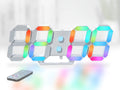 KOSUMOSU Wall Clock Neon Digital Clock 3D LED Desk Clock Large Display 9.7 RGB Clock Alarm Clock for Bedroom Living Room,Remote,
